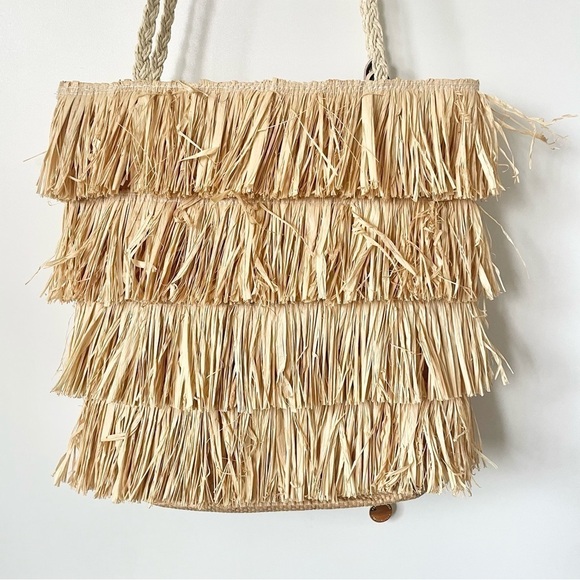 SOLD New with tags Poppy & Peonies Fiesta Fringe Beach Straw Tote - Picture 5 of 10